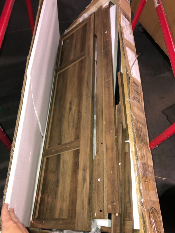 Photo 1 of (READ FULL POST) Walker Edison Richmond Modern Farmhouse Sliding Barn Door Stand for TVs up to 65 Inches