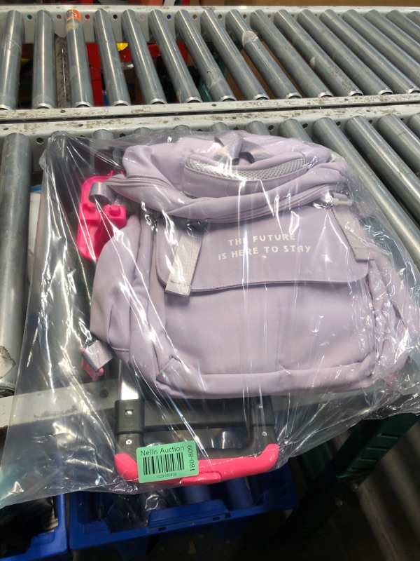 Photo 1 of **STOCK IMAGE FOR REFERENCE**
Color-blocking Rolling Backpack for Girls School Elementary with 6 Wheels, Purple (The Future is Here To Stay)
