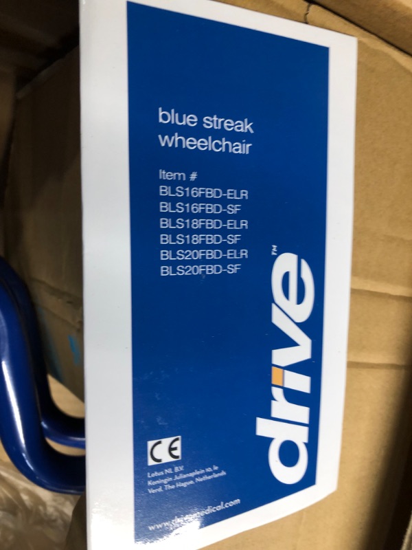 Photo 5 of ***SEE NOTES*** Drive Medical Blue Streak Wheelchair with Flip Back Desk Arms Swing Away Footrests 18" Seat (BLS18FBD-SF)