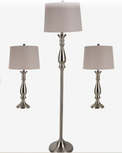 Photo 1 of allen + roth Norabelle Transitional Medium Base (e-26) Lamp Set with Gray Shades
