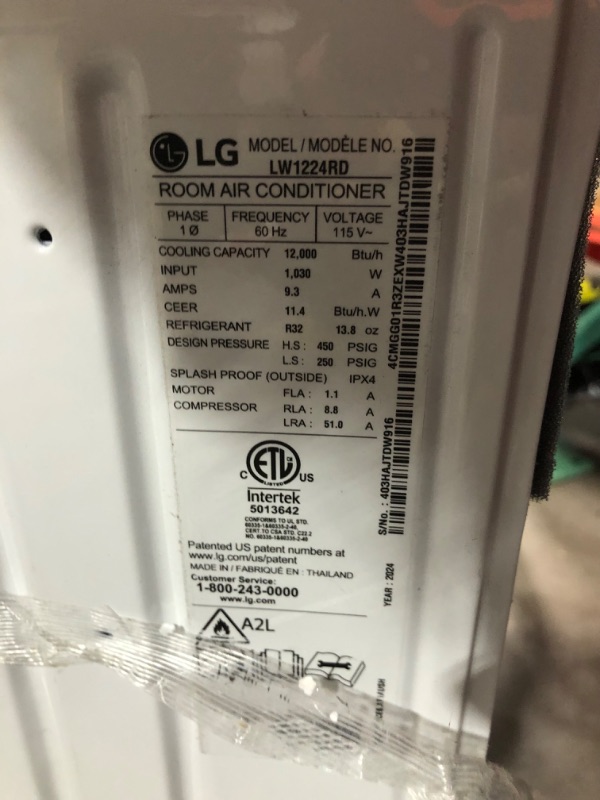 Photo 8 of ***DAMAGED - BENT - NO PACKAGING - LIKELY MISSING PARTS - SEE PICTURES***
LG LW1224RD 12,000 Window Air Conditioner, 115V, 550 Sq.Ft. (22' x 25' Room Size)