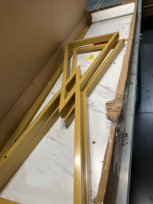 Photo 2 of **NONREFUNDABLE**FOR PARTS OR REPAIR**SEE NOTES**
ZNTS 63" Modern White Kitchen Bar Height Dining Table Wood Breakfast Pub Table with Gold Base WF322496AAG
