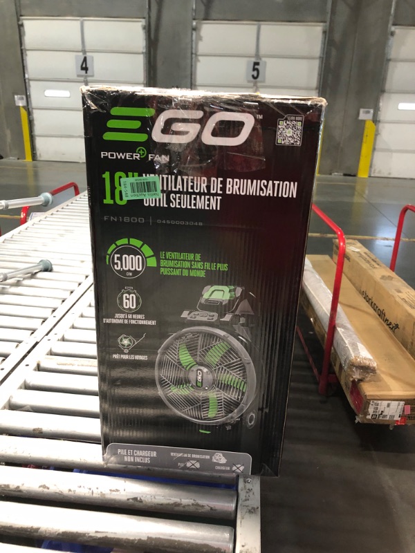 Photo 4 of ***NONREFUNDABLE - THIS SALE FINAL -  PARTS ONLY - SEE COMMENTS***
EGO Power+ FN1800 18-Inch 5 Speed 20MPH Portable Misting Fan, Battery and Charger Not Included, Black