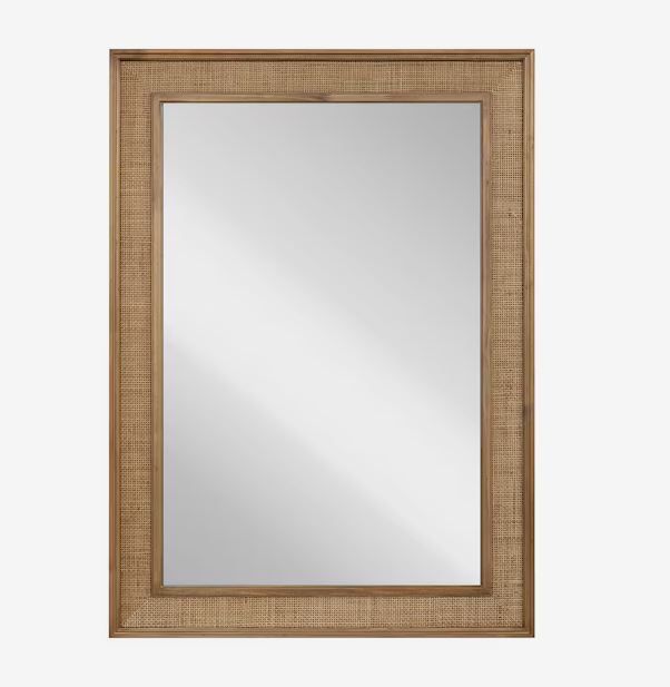 Photo 1 of (READ FULL POST) allen + roth 32-in W x 44-in H Natural Wood Polished Wall Mirror
