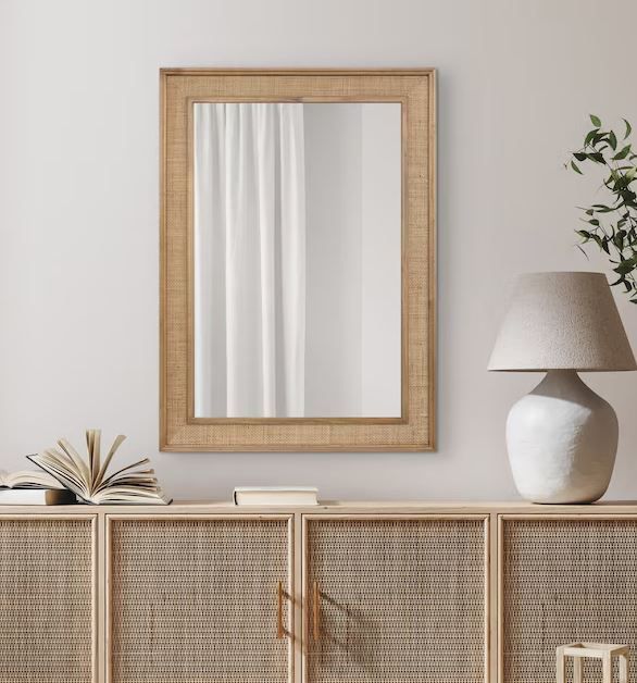 Photo 1 of (READ FULL POST) allen + roth 32-in W x 44-in H Natural Wood Polished Wall Mirror
