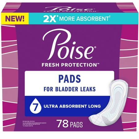 Photo 1 of ***STOCK PHOTO REFERENCE ONLY***Poise Incontinence Pads for Women 7 Drop Ultra Absorbency Long 78Ct
