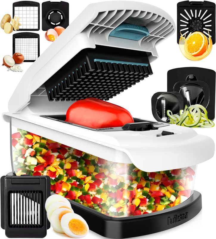 Photo 1 of (READ FULL POST) Fullstar 9-in-1 Vegetable Chopper with Extra Large Catch Tray - XL Veggie Chopper, Chopper Vegetable Cutter - Food Chopper, Kitchen Gadgets with Anti-Slip Bumper & Self Cleaning Feature (White)