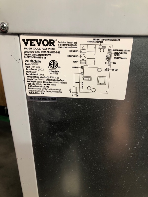 Photo 5 of **NON-REFUNDABLE** (READ FULL POST) VEVOR Commercial Ice Maker Machine, 130lbs/24H Ice Maker Machine with 33lbs Storage Capacity, 55 Ice Cubes in 12-15 Minutes, LED Digital Display Commercial Ice Maker for Bar Home Office Restaurant 130lbs/24H Silver