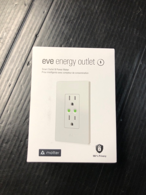 Photo 3 of ***FACTORY SEALED***Eve Energy Outlet (Matter) – Smart Outlet & Power Meter, App & Voice Control, No Bridge, Thread, Works with Apple Home, Alexa, Google Home, SmartThings, 100% Privacy, Requires Thread Border Router