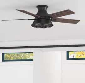 Photo 1 of (PARTS ONLY/ NO RETURNS OR REFUNDS) 
Harbor Breeze Salem 52-in Matte Black with Espresso/Mocha Blades LED Indoor/Outdoor Flush Mount Ceiling Fan with Light (5-Blade)