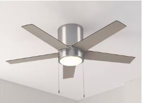Photo 1 of ***Parts Only***Harbor Breeze Quonta 52-in Brushed Nickel with Matte Black/Brushed Nickel Blades Integrated LED Indoor Flush Mount Ceiling Fan with Light (5-Blade)