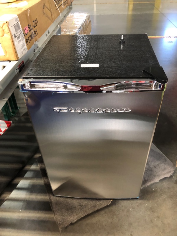 Photo 2 of ***USED - DAMAGED - COVERED IN DENTS - NO PACKAGING - UNABLE TO TEST - SEE PICTURES***
Frigidaire EFR492, 4.5 cu ft Refrigerator, Stainless Steel Door, Platinum Series