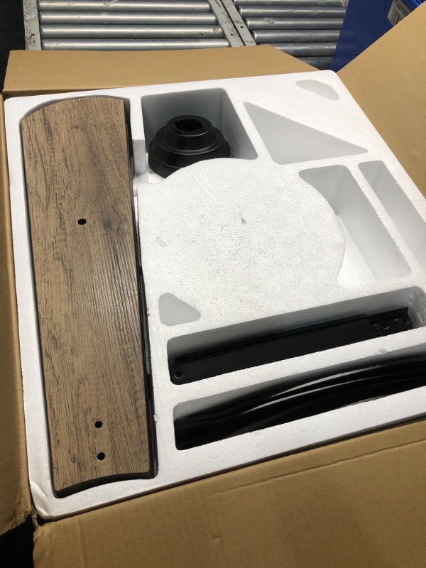 Photo 1 of ****missing remote, that is on back order from the manufacturer*****
Harbor Breeze Henderson 60-in Matte Black with Rustic Weathered Oak Blades Integrated LED Indoor Ceiling Fan with Light and Remote (10-Blade)
