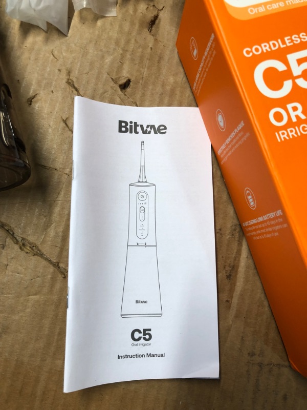 Photo 2 of ***MISSING 2 TIPS***
Bitvae C5 Water flosser for Teeth, Cordless Water Teeth Cleaner Picks, IPX7 Waterproof Water Flosser, 3 Modes 6 Jet Tips, USB Rechargeable Water Dental Picks for Cleaning - Sky Blue