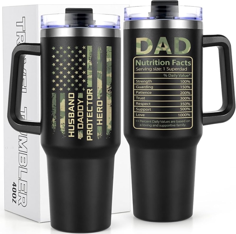 Photo 1 of ***MISSING PLASTIC LID.  SEE PHOTOS***
Lifecapido Gifts for Dad from Daughter, Daddy Gift Ideas, Father’s Day Gifts, Husband Daddy Protector Hero 40 oz Tumbler, Birthday Gifts Christmas Gifts for Father Daddy, Husband Gifts from Wife