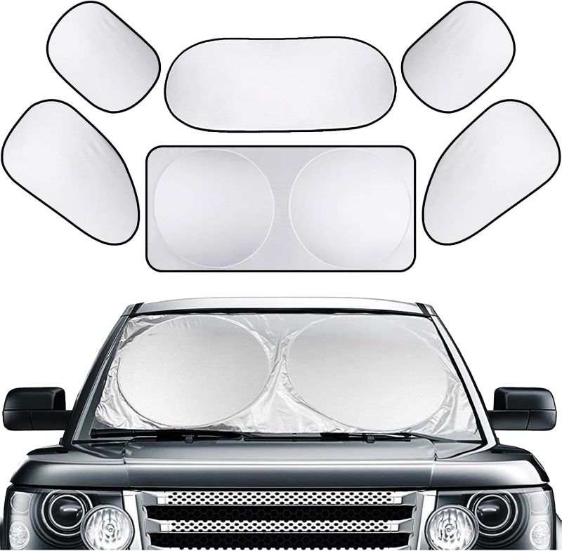 Photo 1 of ***STOCK PHOTO REFERENCE ONLY***
Car windshield sun shade 6 Pieces Set car window shade front windshield Shades UV Rays Sun Visor Protector Easy to Use Fits Windshields of Various Sizes…