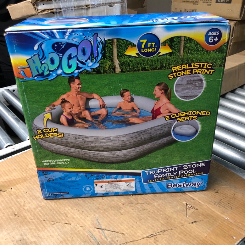 Photo 2 of ***FACTORY SEALED***
H2OGO! TruPrint Stone 7'x 6'9" x 21" Family Inflatable Kiddie Pool