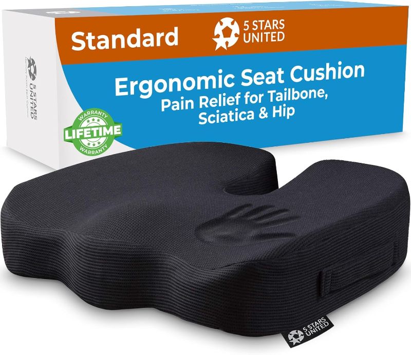 Photo 1 of ***STOCK PHOTO REFERENCE ONLY***
5 STARS UNITED Seat Cushion for Desk Chair - Tailbone, Coccyx Sciatica Pain Relief - Office Chair Cushions - Wheelchair Cushions - Car Seat Cushions - Pressure Relief Lifting Cushions