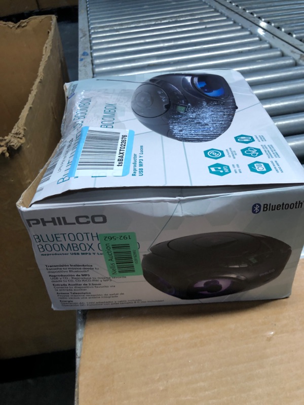 Photo 1 of Philco Portable Bluetooth Boombox CD Player with AM FM Radio and USB Playback | Fun Lights |Stereo Sound | CD Player is Compatible with MP3/WMA/CD-R/CD-RW CDs | 3.5mm Aux Input | AC/Battery Powered