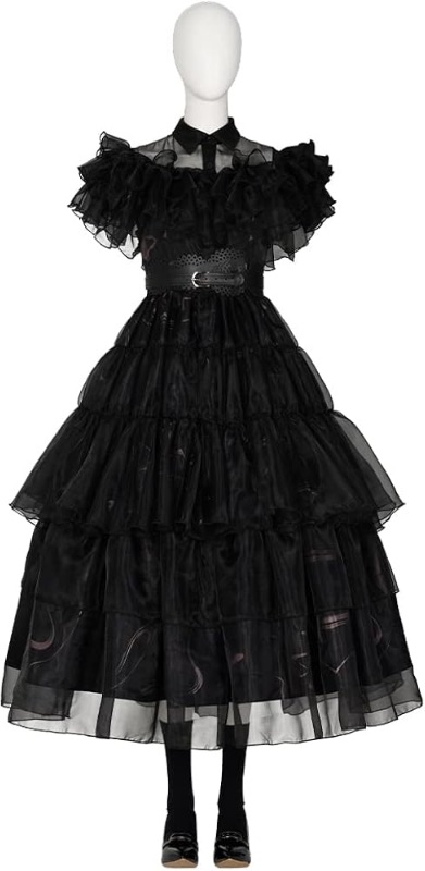 Photo 1 of ***STOCK PHOTO REFERENCE ONLY***
Womens Wednesday Addams Dress Costume Girls Wednesday Addams Cosplay Dance Dress Halloween Uniform Outfits (Black/Female, LARGE)