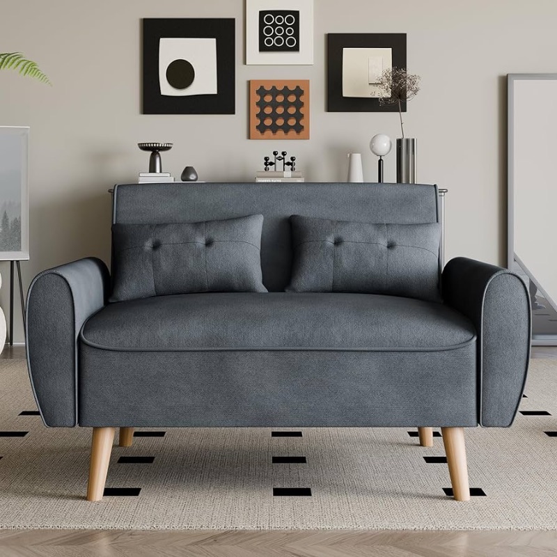 Photo 1 of ***truck/trailer pick up suggested***
Vongrasig 47" Small Modern Loveseat Sofa, Mid Century Linen Fabric 2-Seat Couch Tufted Love Seat with Back Cushions and Tapered Wood Legs for Living Room, Bedroom and Small Space (Dark Gray)