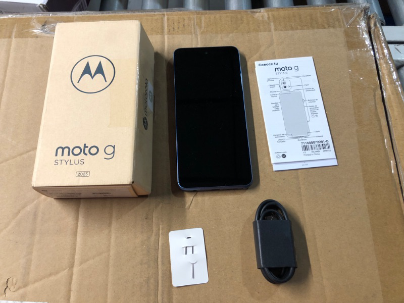 Photo 3 of ***FACTORY SEALED, OPENED TO INSPECT* SEE NOTES***
Motorola Moto G Stylus | 2023 | Unlocked | Made for US 4/64GB | 50 MP Camera | Midnight Blue, 162.89 x 74.08 x 9.19mm Midnight Blue Unlocked Smartphone