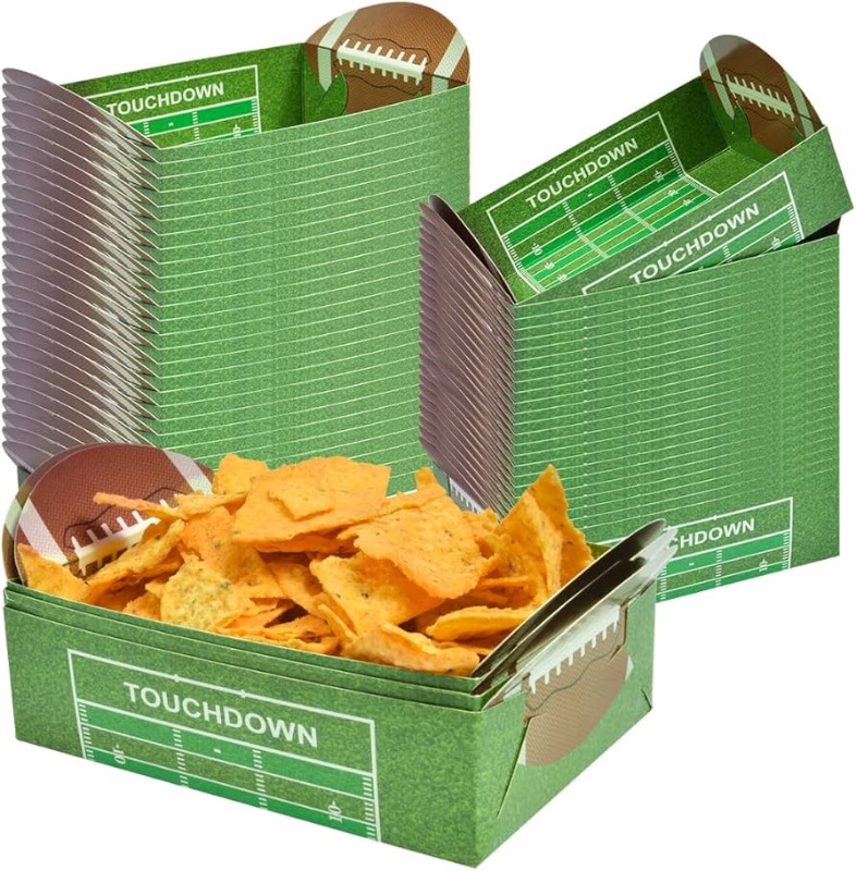 Photo 1 of ***USED - INCOMPLETE - LIKELY MISSING PARTS***
100 Pack Football Party Supplies Paper Food Trays Disposable, Football Party Decorations and Party Favors, Football Party Plates for Snacks, Nacho Trays and Hot Dog Trays for Movie Night,  5.3 x 3.7 x 1.6 inc