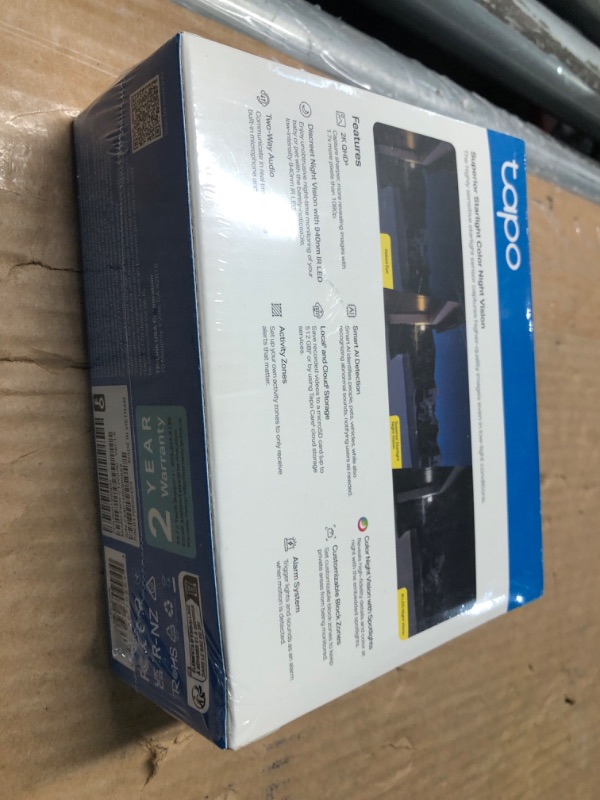 Photo 3 of ***FACTORY SEALED***Tapo TP-Link 2K QHD Security Camera, Indoor/Outdoor, Color Night Vision, Free Person/Pet/Vehicle Detection, Invisible IR Mode, SD Storage, C120