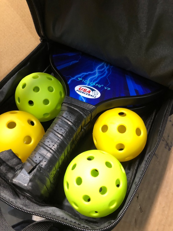 Photo 2 of ***SEE NOTES*** Pickleball Paddles, USAPA Approved Fiberglass Pickleball Paddles Set of 2, Lightweight Pickleball Rackets 13mm PP Honeycomb Core, Cushion 4.96In Grip, 4 Balls, 1 Bag - Gifts for Pickleball Lovers