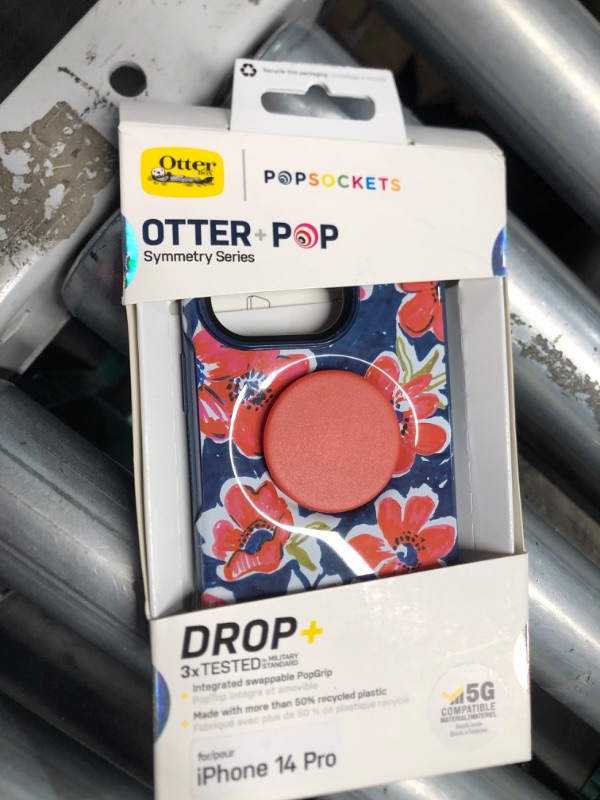 Photo 2 of (READ FULL POST) OtterBox + Pop Symmetry Series Case for iPhone 14 Pro (Only) - Non-Retail Packaging - Flowerama