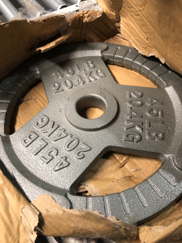 Photo 2 of (SET OF 1) Sporzon! Powergainz Olympic 2-Inch Cast Iron Plate Weight Plate for Strength Training and Weightlifting, Gray POG-2INIP-45X2