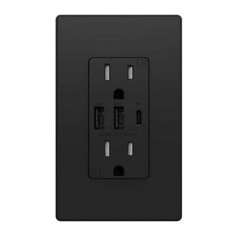 Photo 1 of  BESTTEN 2-Gang Black Screwless Wall Plate