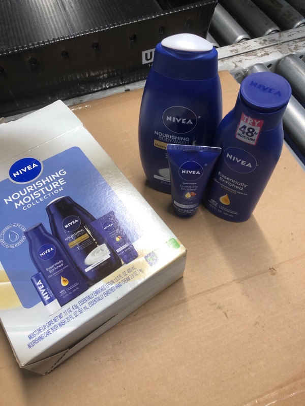 Photo 2 of ***NON REFUNDABLE***- Exp. 2/18/25- NIVEA Nourishing Moisture Collection Skin Care Set, Nourishing Care Body Wash, 20 Fl Oz Bottle + Body Lotion, 13.5 Fl Oz Bottle + Hand Cream, 2.6 Oz Tube + Moisture Lip Care Balm, 0.17 Oz Stick 