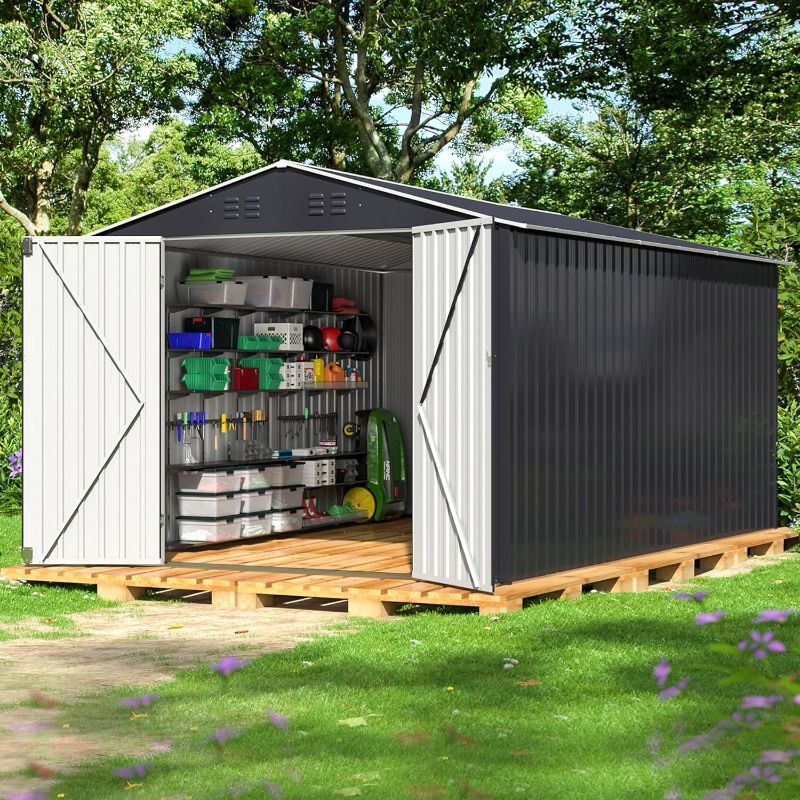 Photo 1 of  ***Parts Only***8 x 12 FT Outdoor Storage Shed, Metal Garden Shed with with Updated Frame Structure, Tool Sheds for Backyard Garden Patio Lawn Black