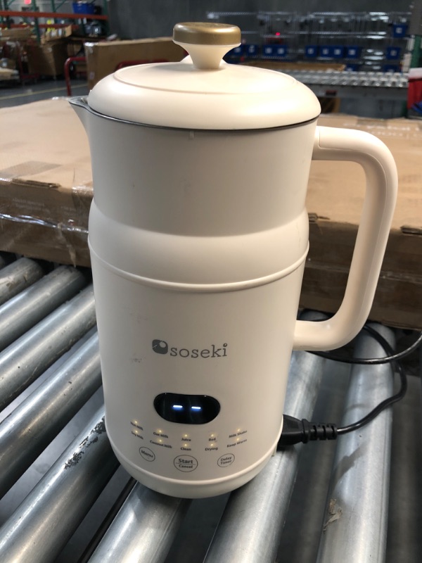 Photo 2 of (READ FULL POST) soseki Soy Milk Maker Machine,1.05QT Automatic Nut Milk Maker Machine 6 Pre-set Plant Milk Recipes, One-Touch Cleaning And Drying Almond Milk Maker Machine(White)