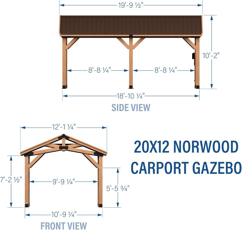 Photo 14 of ***SOME ROOF PANELS BENT AT CORNER / SEE PHOTO / BOX BUSTED IN CORNER*** **8 OF 8 BOXES**  ***IS THE ENTIRE PALLET WILL NEED A TRAILER OR MOVING TRUCK TO PICK UP***

Backyard Discovery Norwood 20 ft. x 12 ft. All Cedar Wooden Carport Pavilion Gazebo with 