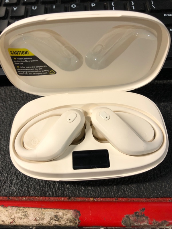 Photo 2 of ***NO CHARGER***
GNMN Wireless Earbuds Bluetooth Headphones Over Ear Buds 90H Playback IPX7 Waterproof Sports Earphones Deep Bass with Wireless Charging Case Dual LED Power Display Earhooks Headset for Running White