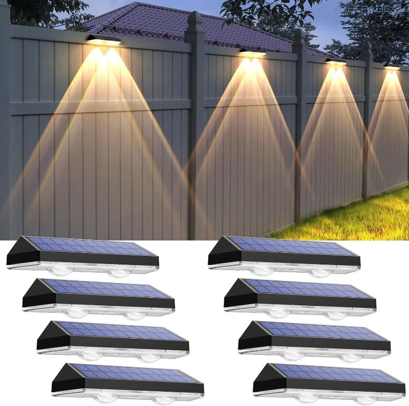 Photo 1 of ***ONLY 4***
Solar Fence Lights Outdoor - 2700/4000/6000K 3 Mode, IP65 Waterproof Fence Solar Lights Outdoor, Solar Deck Lights for Outside, Backyard/Railing/Step/Patio/Deck Fence/Stair Railings and Wall (8 pack)
