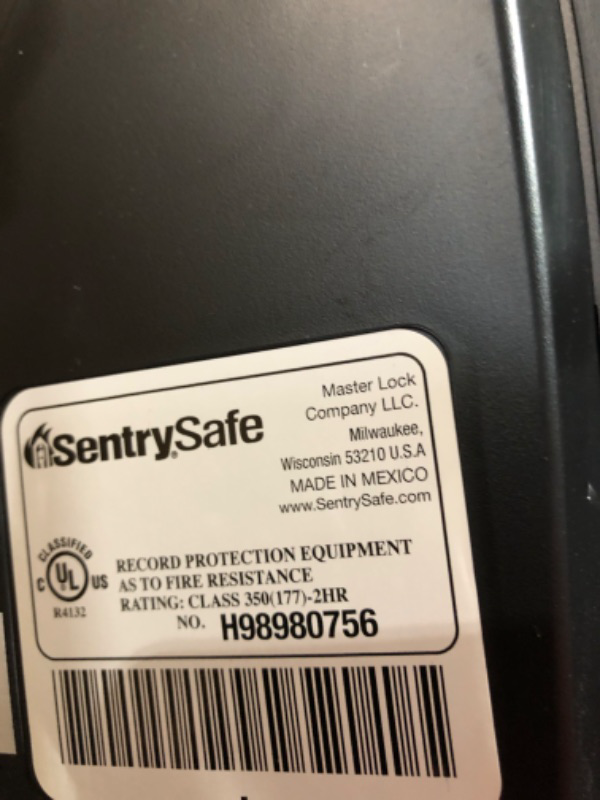 Photo 5 of **MISSING KEYS AND RECEIPT SHOWS RETURNED DUE TO NOT WORKING / UNLOCK CODE UNKNOWN***
SentrySafe 2-cu ft Fireproof and Waterproof Home Safe with Electronic/Keypad Lock
