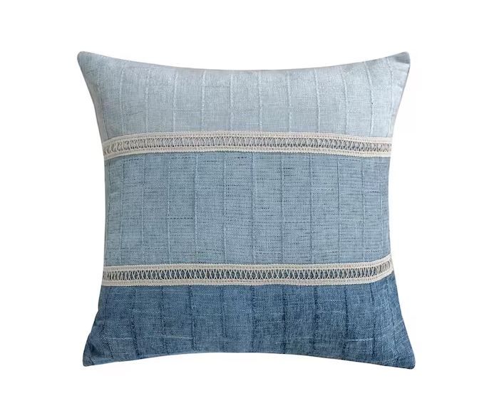 Photo 1 of ***2 PACK***
Lillian Blue Ombre With Trim Stripe 18 in. x 18 in. Throw Pillow
