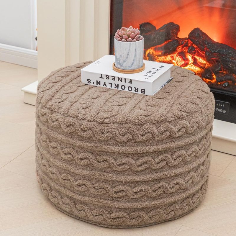 Photo 1 of ***NO FILLING / ONLY COVER***
Asuprui Round Pouf Ottoman Stuffed Pouf Foot Stool Floor Pouf Chair for Living Room Bedroom Filled Boho Poof Foot Rest for Couch (20 Diameter x 12 Height) (Coffee Pouf with Filler)
