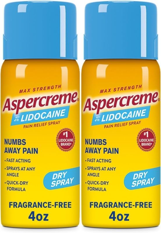 Photo 1 of ***2 PACK***
Aspercreme Max Strength Lidocaine Pain Relief Dry Spray 4 oz. Odor Free - Pack of 2
