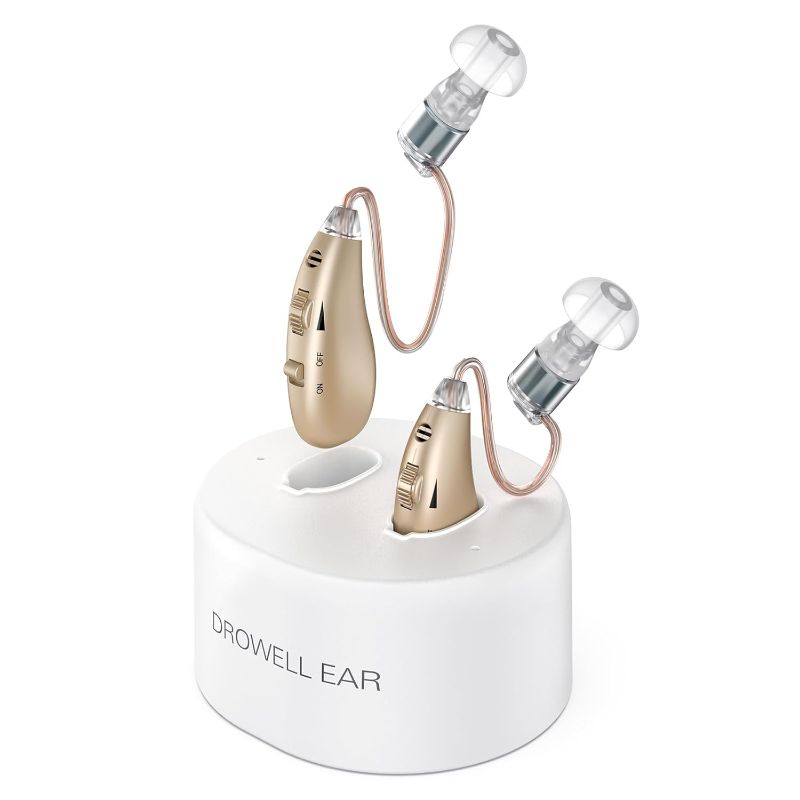 Photo 1 of ***IMAGE FOR REFERENCE***
Hearing Aids, Rechargeable Hearing Aid for Seniors & Adults with Noise Cancelling, Behind-The-Ear OTC Hearing Amplifier Personal Sound Amplification Devices with Portable Charging Base?Gold?
