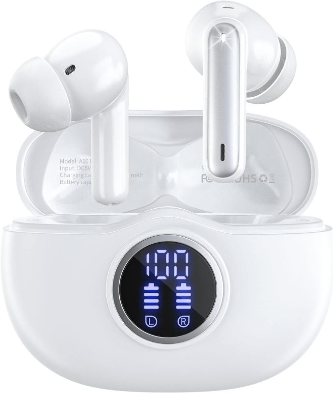 Photo 1 of ***FACTORY SEALED***
Wireless Earbuds Bluetooth 5.3 Headphones 40Hrs Playtime with LED Display for iphone and Android, Wireless earphones Deep Bass and Noise cancelling Bluetooth Ear Buds with IPX7 Waterproof, Fast Charge
