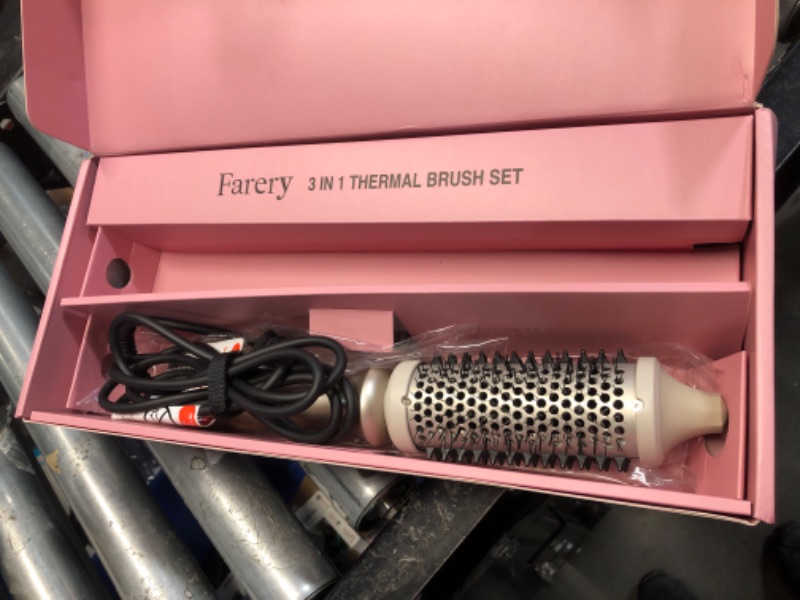 Photo 2 of **MISSING ACCESSORY BARREL BRUSHES***
Farery PRO 3-in-1 Thermal Brush Set - Adjustable Temperature, Detachable Curling Brush Heads (1.25", 1.5", 1.77"), Dual MCH, 20s Fast Heating for Quick Blowout Look & Natural Curls, Rose Pink