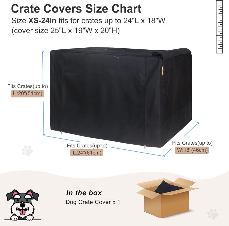 Photo 1 of (READ FULL POST) HiCaptain 24 Inch Dog Crate Cover, Black Breathable Pet Kennel Covers Fit for 1 2 Doors Standard Wire Crate (Black 24 inches)
