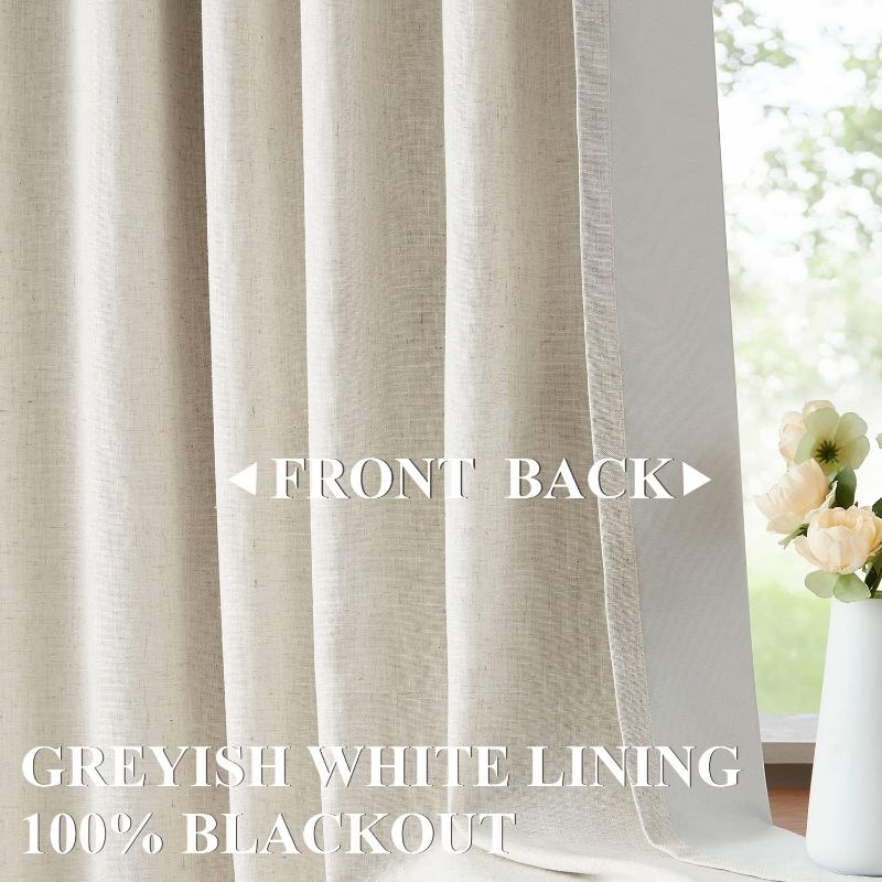 Photo 3 of (READ FULL POST) Pinch Pleated Curtains Blackout Pleated Natural Linen Curtains with Hooks 2 Pages Pinch Pleat Drapes 95 inch for Living Room Bedroom 40" W x 95" L 40"x95"x2 Natural