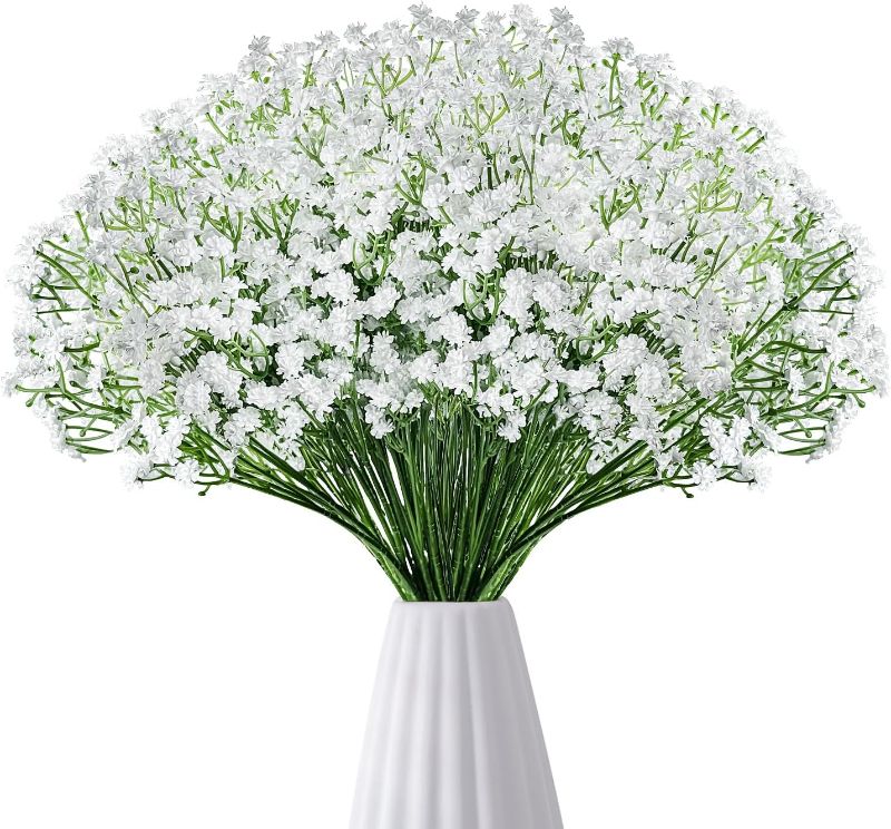 Photo 1 of ***SET OT TWO*** 12pcs Babys Breath Bouquet Set - Realistic White Artificial Babys Breath Flowers DIY Gypsophila Decor for Elegant Wedding, Party, and Home Decor Lifelike Hand Bouquet with Full Real Touch