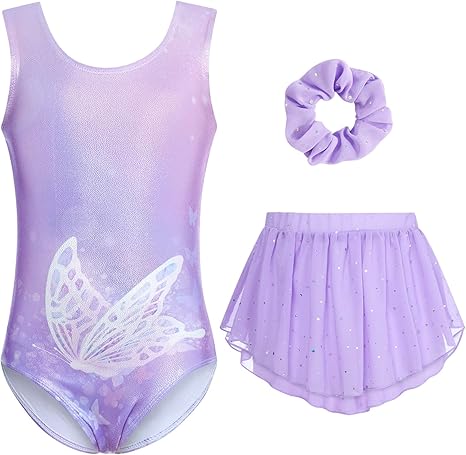 Photo 1 of ***STOCK PHOTO REFERENCE ONLY*** Idgreatim Girls Gymnastic Leotard Ballet Dance Dress Outfit with Removable Skirt Hair Scrunchie Combo 4-11 Years
