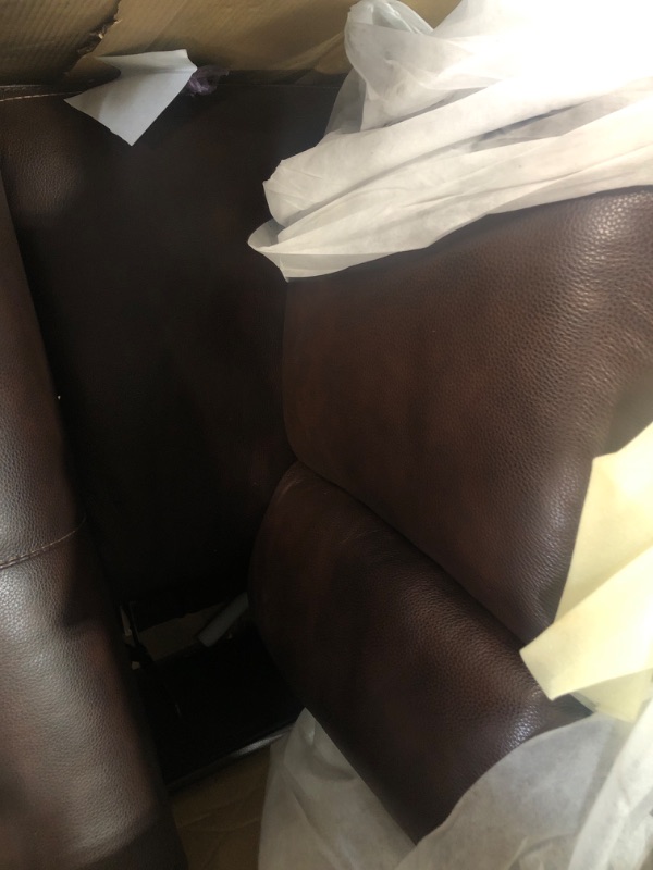 Photo 2 of ***SEE NOTES*** 
Signature Design by Ashley Alessandro Contemporary Tufted Leather Power Reclining Sofa with Adjustable Headrest, Dark Brown